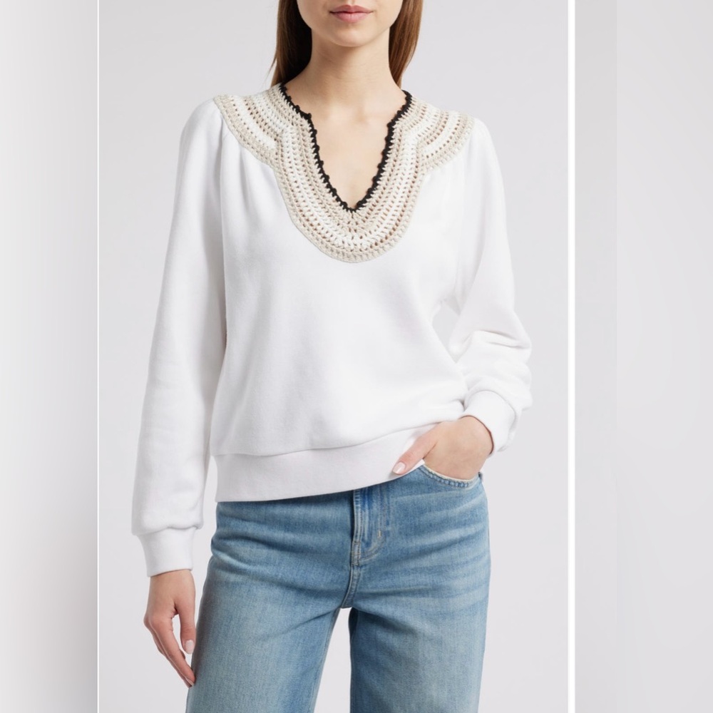 Rails White Cream V-Neck Sweater